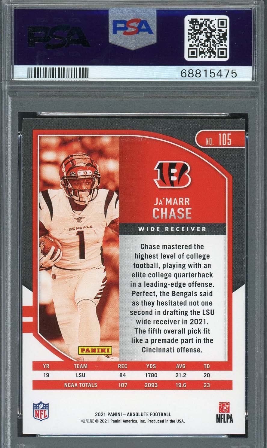Amazon.com: Ja'Marr Chase 2021 Panini Absolute Football Rookie